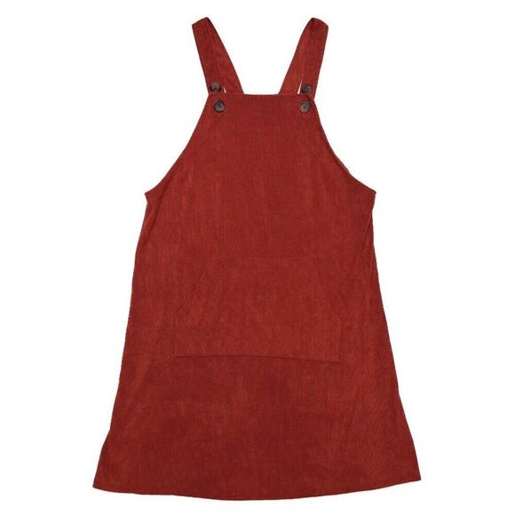 Ginger G Corduroy Overall Mini Dress Overalls Orange Women's Medium Sleeveless - Picture 1 of 10